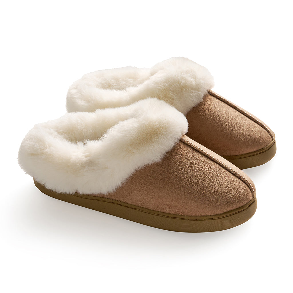 Microsuede Clog Slipper with Sherpa Lining