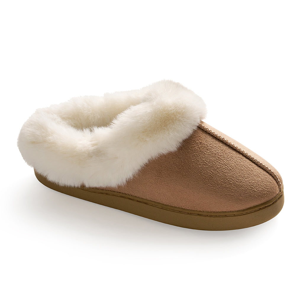 Microsuede Clog Slipper with Sherpa Lining