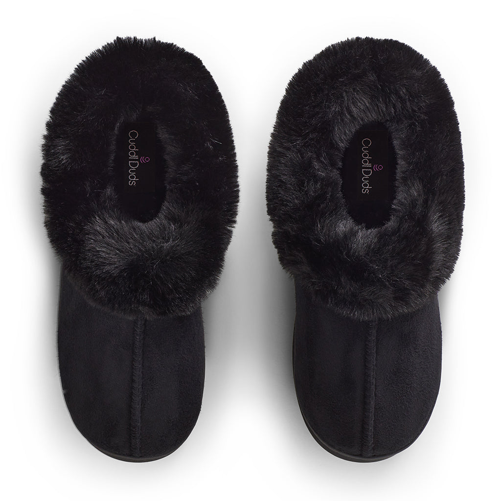 Microsuede Clog Slipper with Sherpa Lining
