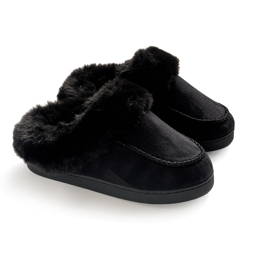 Microsuede Clog Slipper with Sherpa Lining