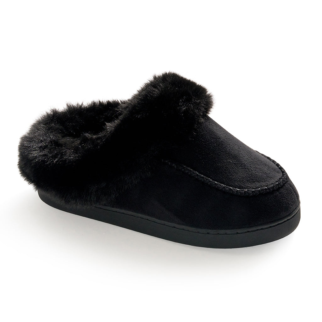 Microsuede Clog Slipper with Sherpa Lining