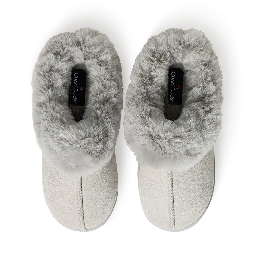 Microsuede Clog Slipper with Sherpa Lining