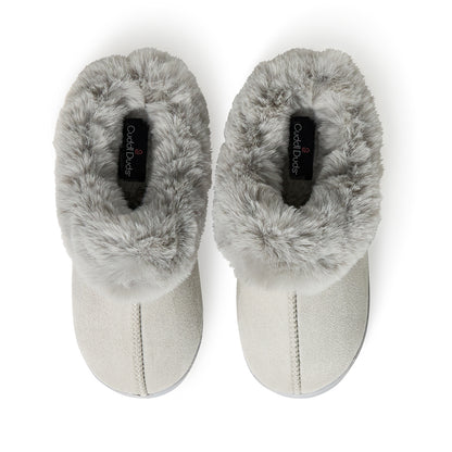 Light Gray;@Microsuede Clog Slipper with Sherpa Lining