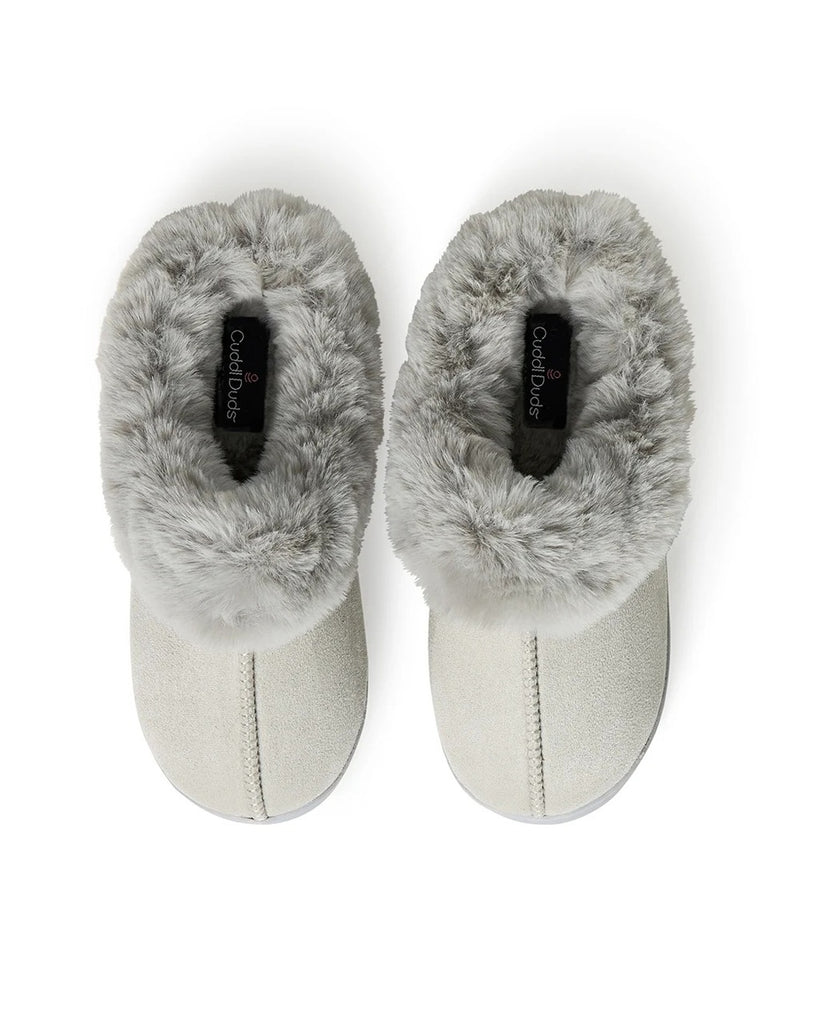 Microsuede Clog Slipper with Sherpa Lining