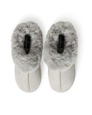 Microsuede Clog Slipper with Sherpa Lining
