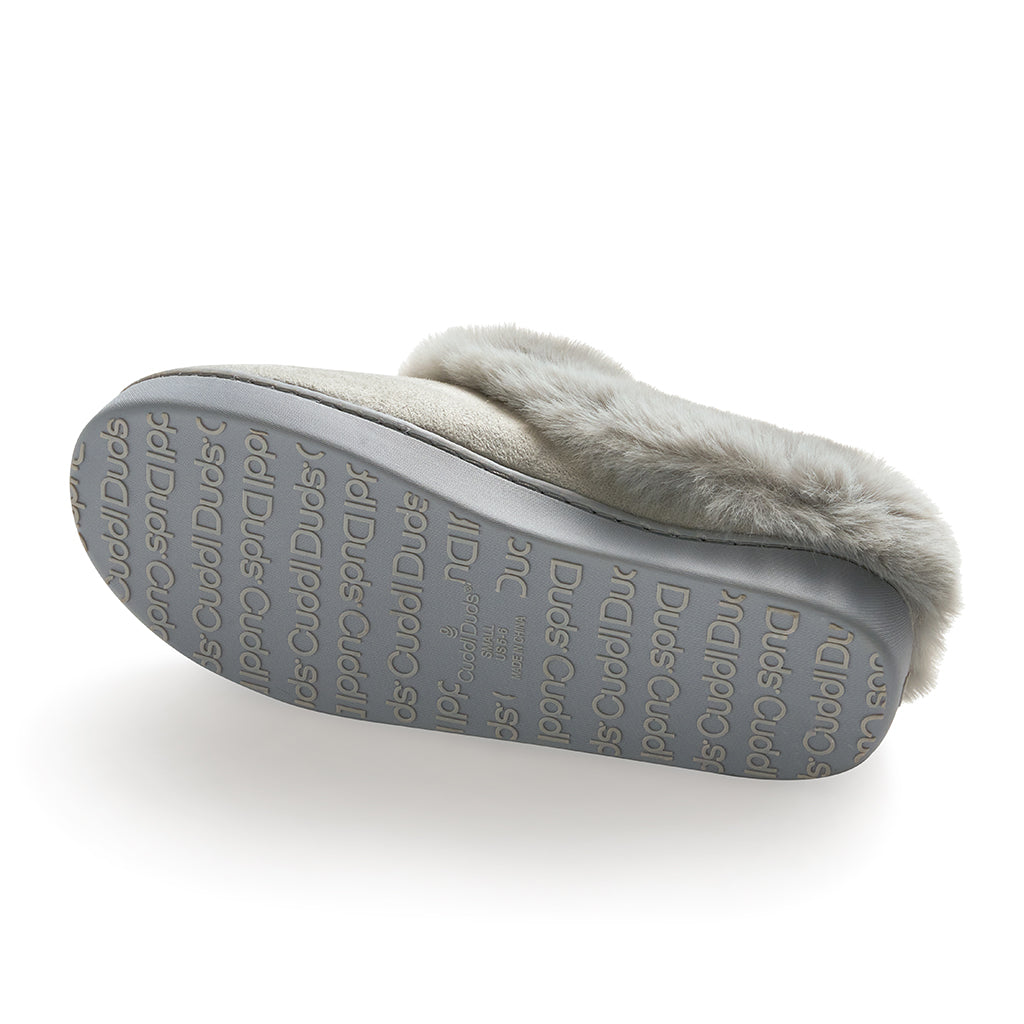 Light Gray;@Microsuede Clog Slipper with Sherpa Lining