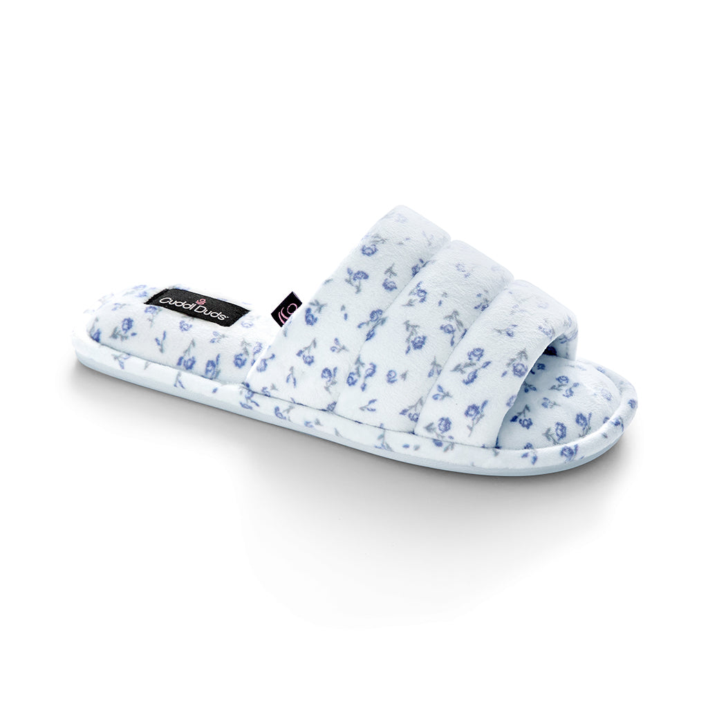  A  Puffy Velour Slide Slipper