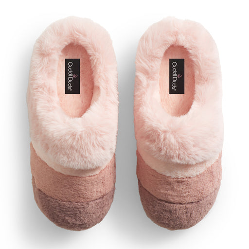 Pearl Multi;@A Faux Fur clog slipper with Nostalgia Rose layers