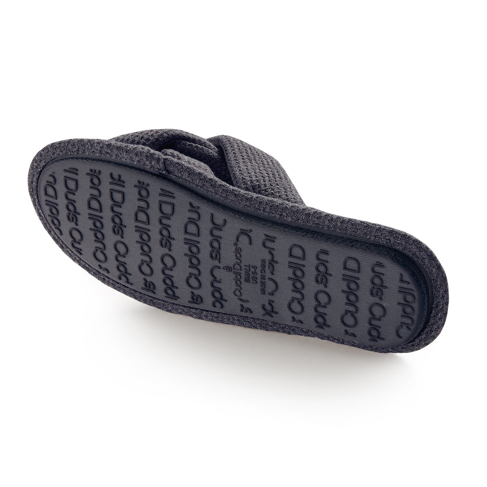 A heather waffle braid slide slipper.