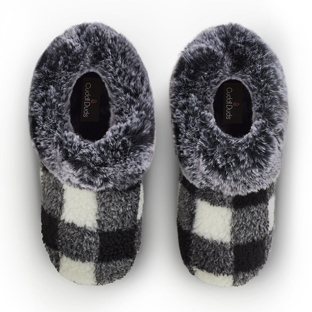 Buffalo Plaid Clog Slipper with Contrast Sherpa Lining