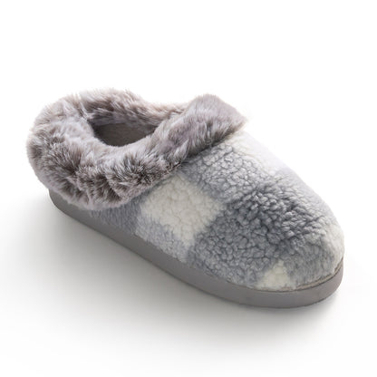 Gray Plaid;@Buffalo Plaid Clog Slipper with Contrast Sherpa Lining