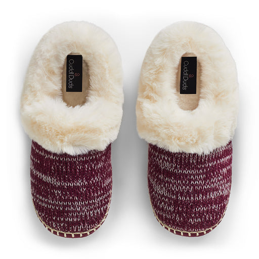 Cabernet;@Twist Knit Slipper Bootie with Sherpa Lining