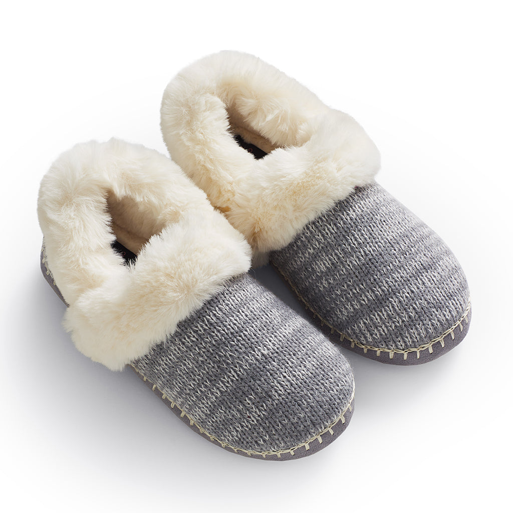 Twist Knit Slipper Bootie with Sherpa Lining