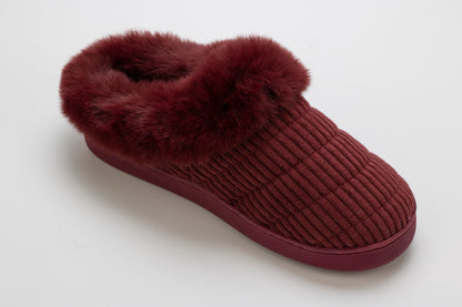 Corduroy Clog Slipper with Sherpa Lining
