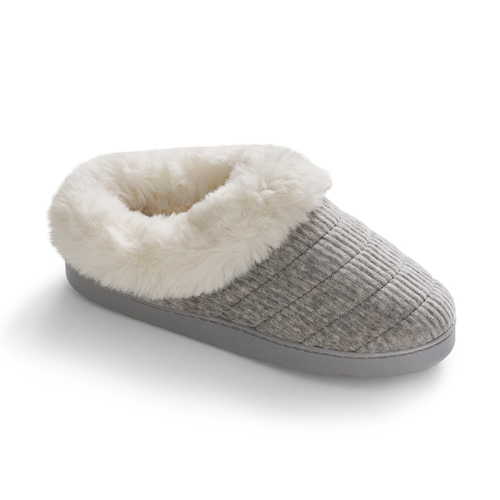 Corduroy Clog Slipper with Sherpa Lining