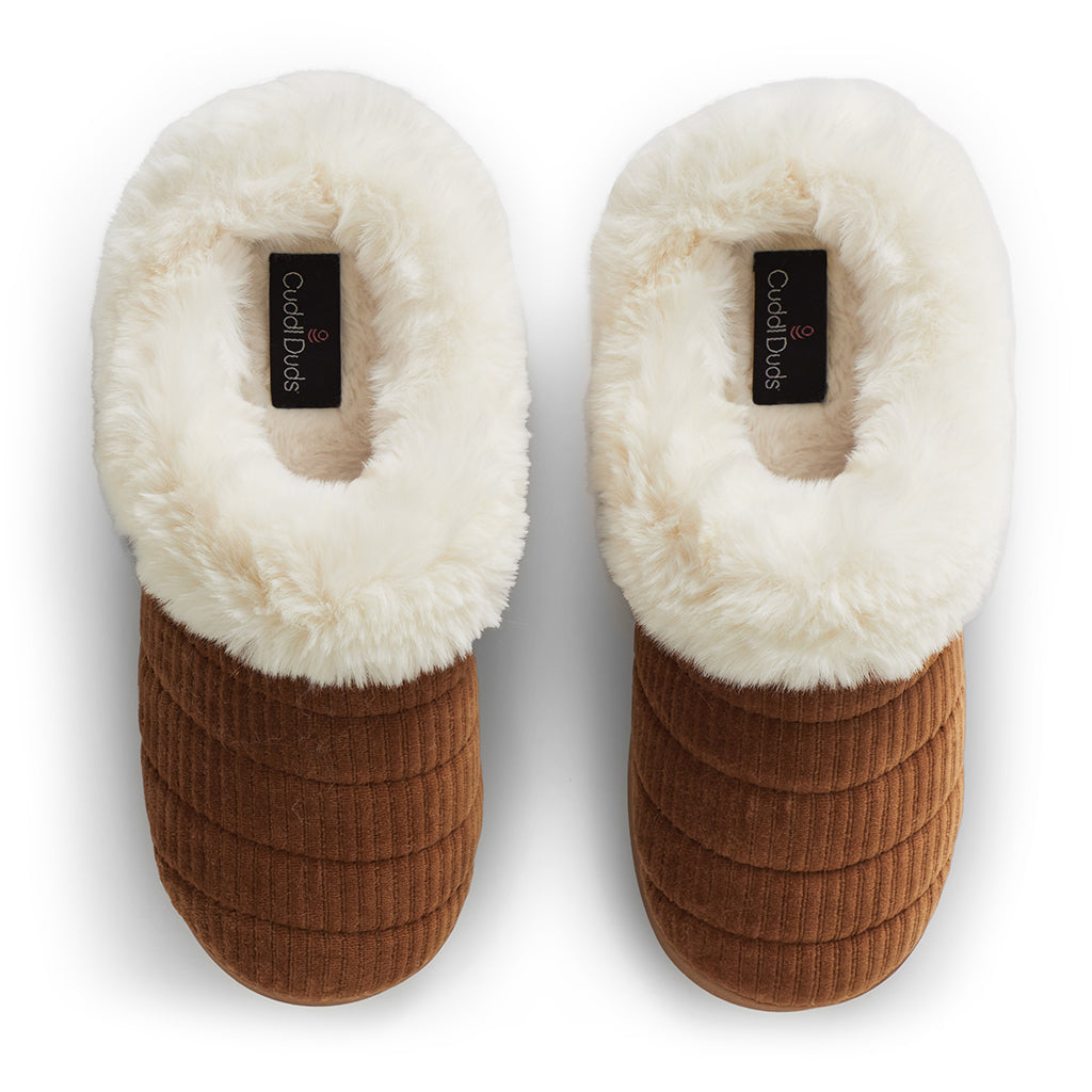 Corduroy Clog Slipper with Sherpa Lining