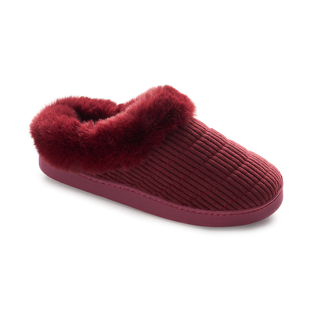 Windsor Wine;@Corduroy Clog Slipper with Sherpa Lining