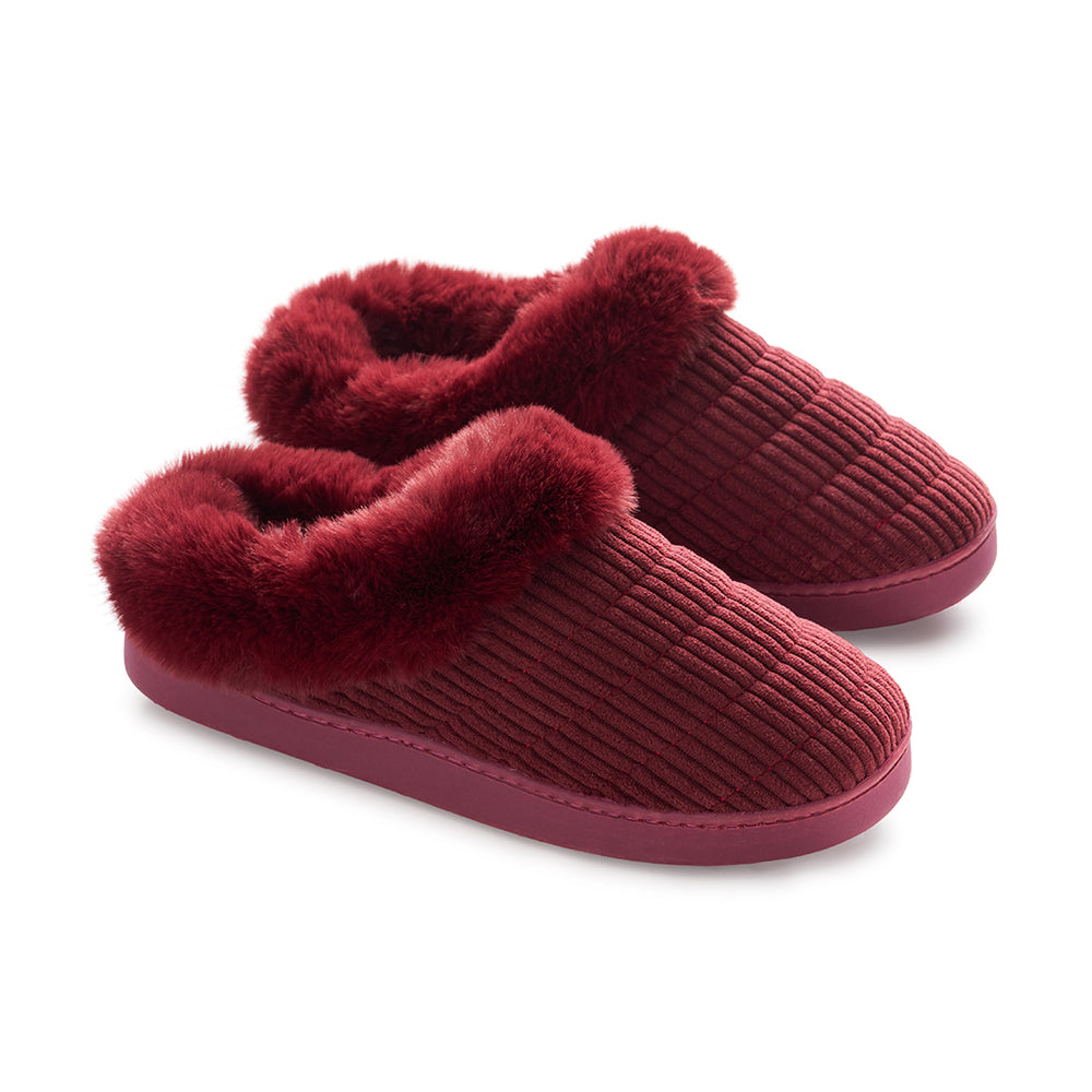 Corduroy Clog Slipper with Sherpa Lining