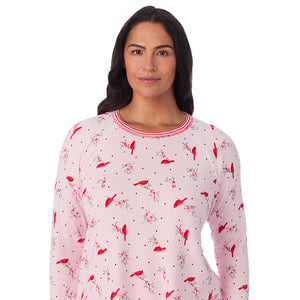 A lady wearing Brushed Sweater Knit Long Sleeve Top with Jogger 2-Pc Pajama Set PLUS