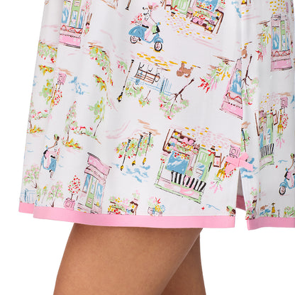 A lady wearing Cotton-Blend Short Sleeve Sleep Shirt in Spring Scene