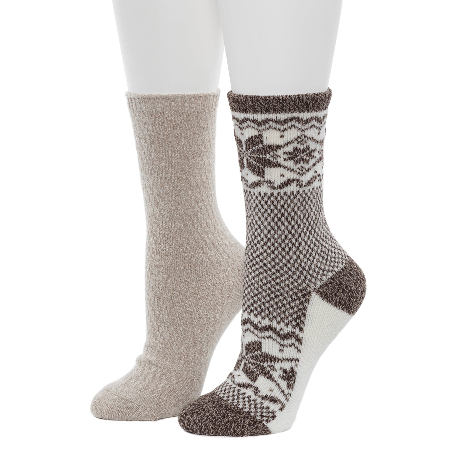 Java Simply Taupe; @Scandi Snowflake Block Crew Sock 2-Pack