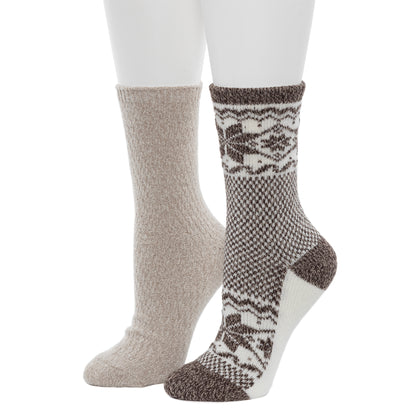 Java Simply Taupe; @Scandi Snowflake Block Crew Sock 2-Pack