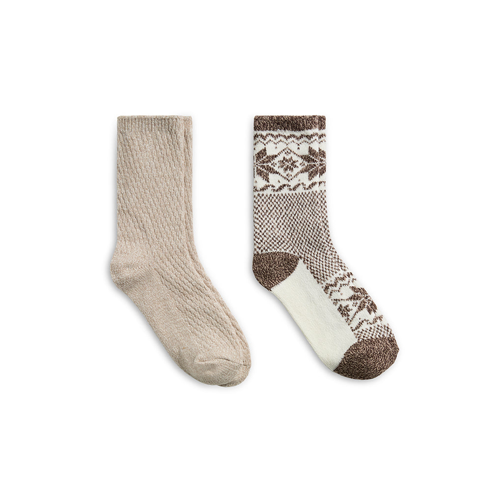 Java Simply Taupe; @Scandi Snowflake Block Crew Sock 2-Pack