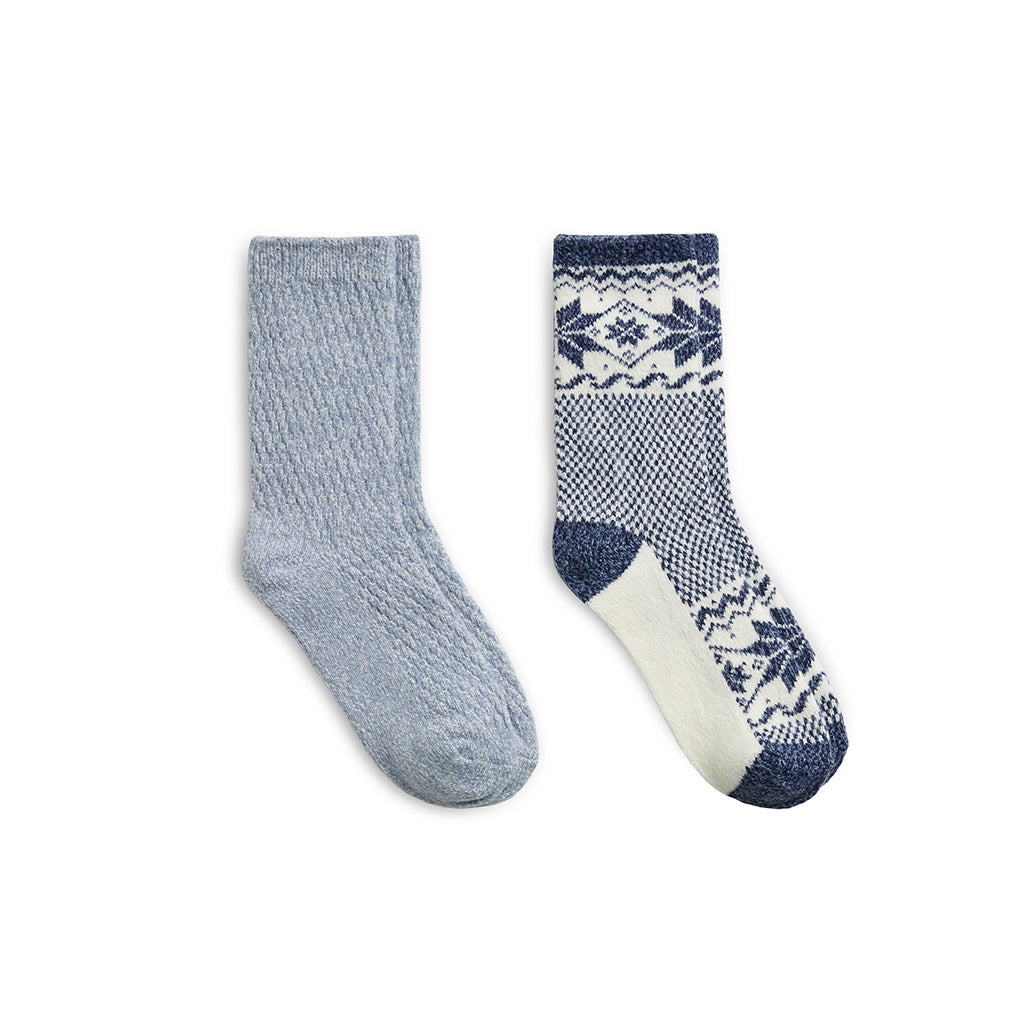 Scandi Snowflake Block Crew Sock 2-Pack