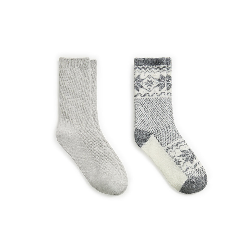 Scandi Snowflake Block Crew Sock 2-Pack