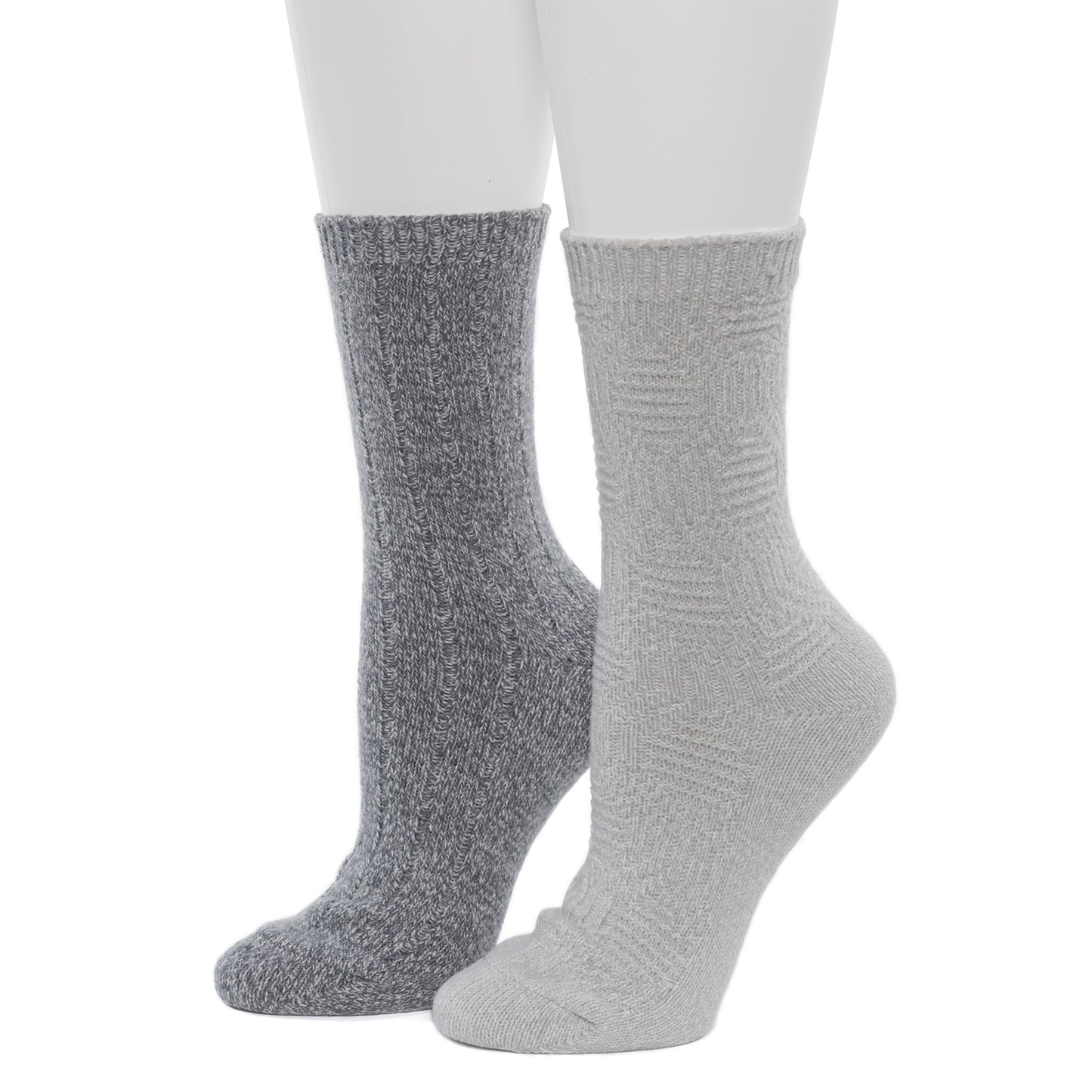 High Rise; @Lace Diamond Texture/Wide Rib Crew Sock 2-Pack