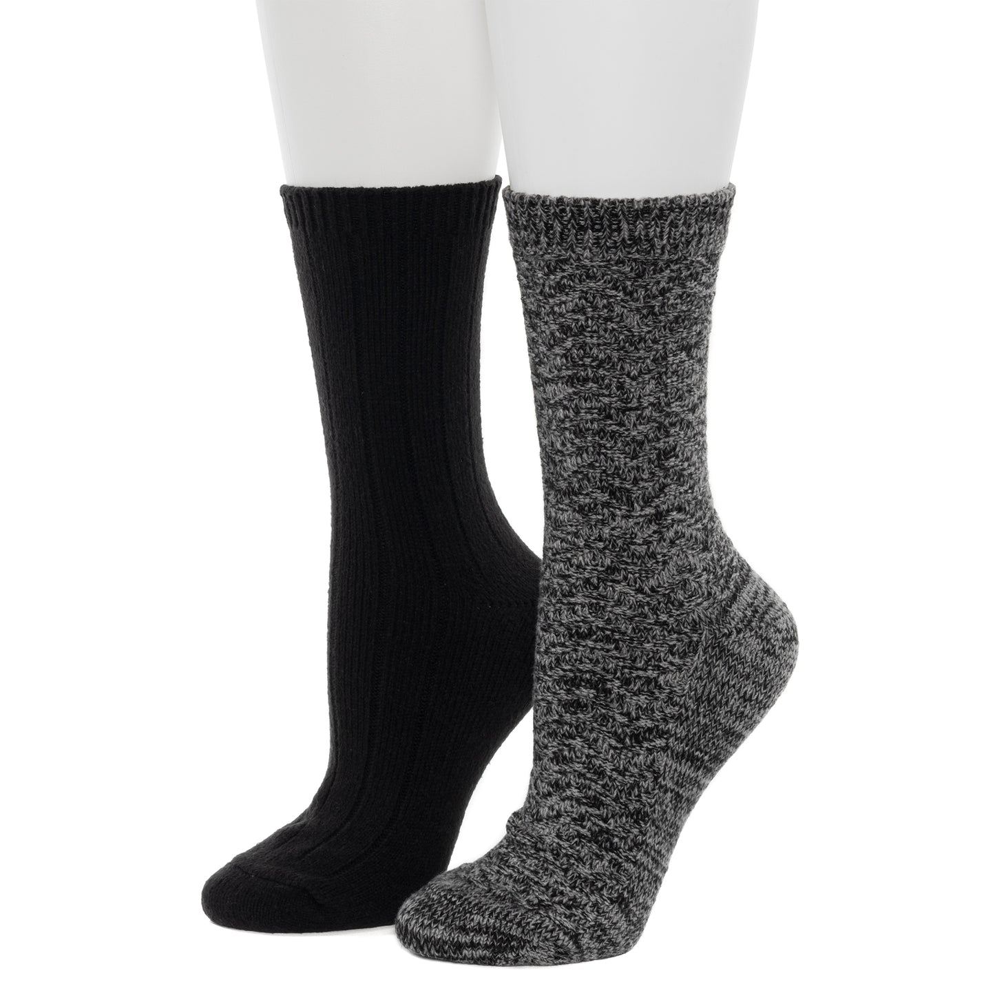 Black; @Tonal Spacedye Chevron Texture/Wide Rib Crew Sock 2-Pack