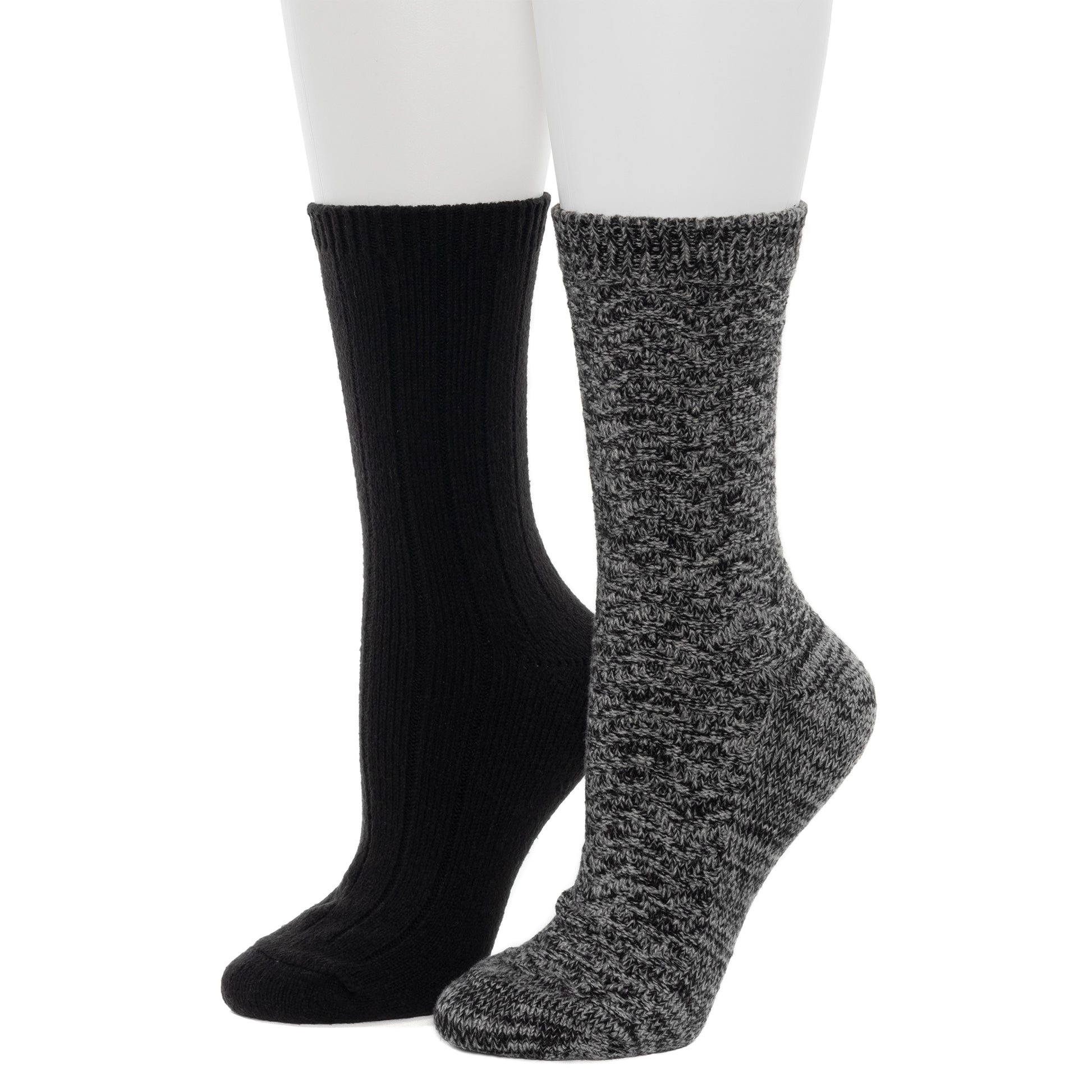 Tonal Spacedye Chevron Texture/Wide Rib Crew Sock 2-Pack