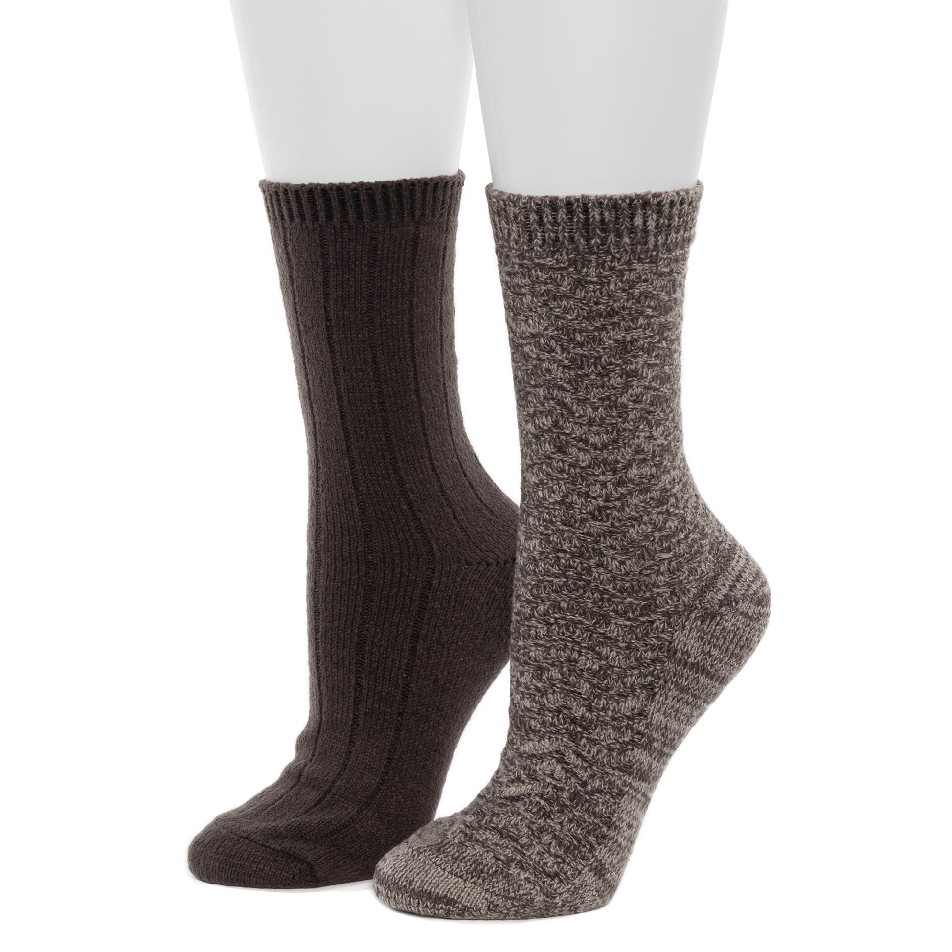 Tonal Spacedye Chevron Texture/Wide Rib Crew Sock 2-Pack