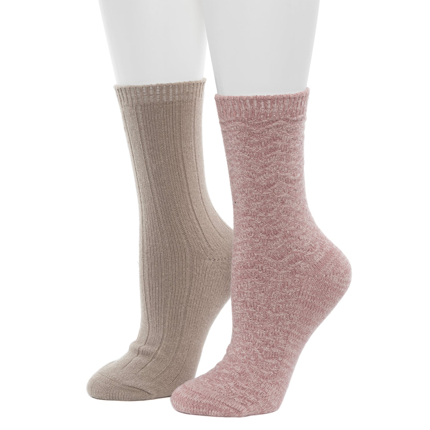 Nostalgia Rose; @Tonal Spacedye Chevron Texture/Wide Rib Crew Sock 2-Pack