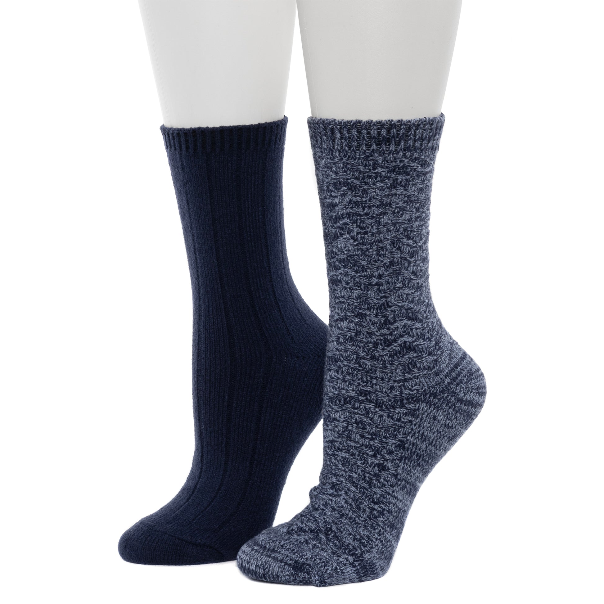 Tonal Spacedye Chevron Texture/Wide Rib Crew Sock 2-Pack