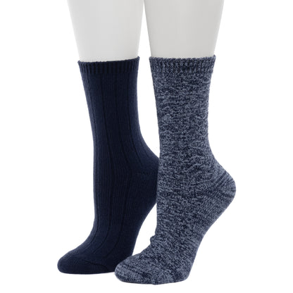 Peacoat; @Tonal Spacedye Chevron Texture/Wide Rib Crew Sock 2-Pack