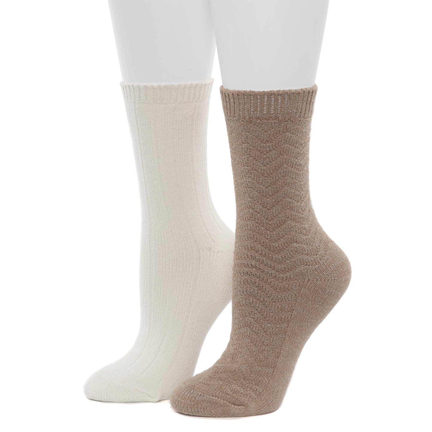 Simply Taupe; @Tonal Spacedye Chevron Texture/Wide Rib Crew Sock 2-Pack