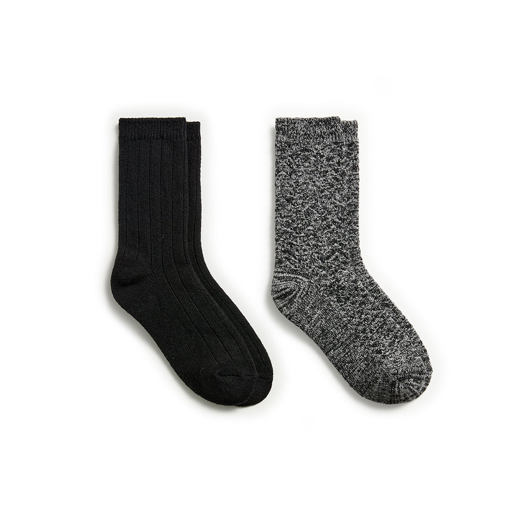 Black; @Tonal Spacedye Chevron Texture/Wide Rib Crew Sock 2-Pack