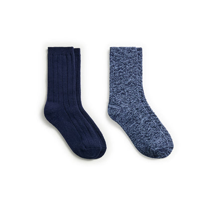 Peacoat; @Tonal Spacedye Chevron Texture/Wide Rib Crew Sock 2-Pack