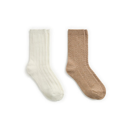 Simply Taupe; @Tonal Spacedye Chevron Texture/Wide Rib Crew Sock 2-Pack