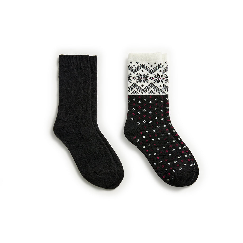 Black; @Norwegian Snowflake Crew Sock 2-Pack