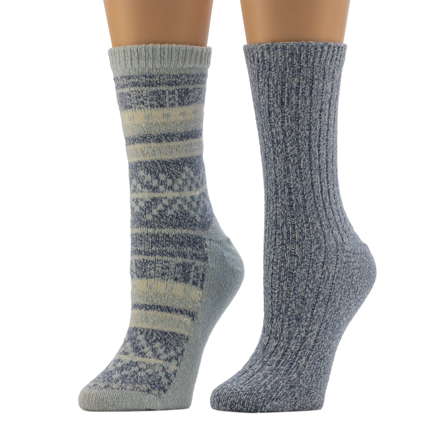 Niagra Mist/Blue;@A mannequin wearing Geo Fairisle / Rib Crew Sock 2-Pack