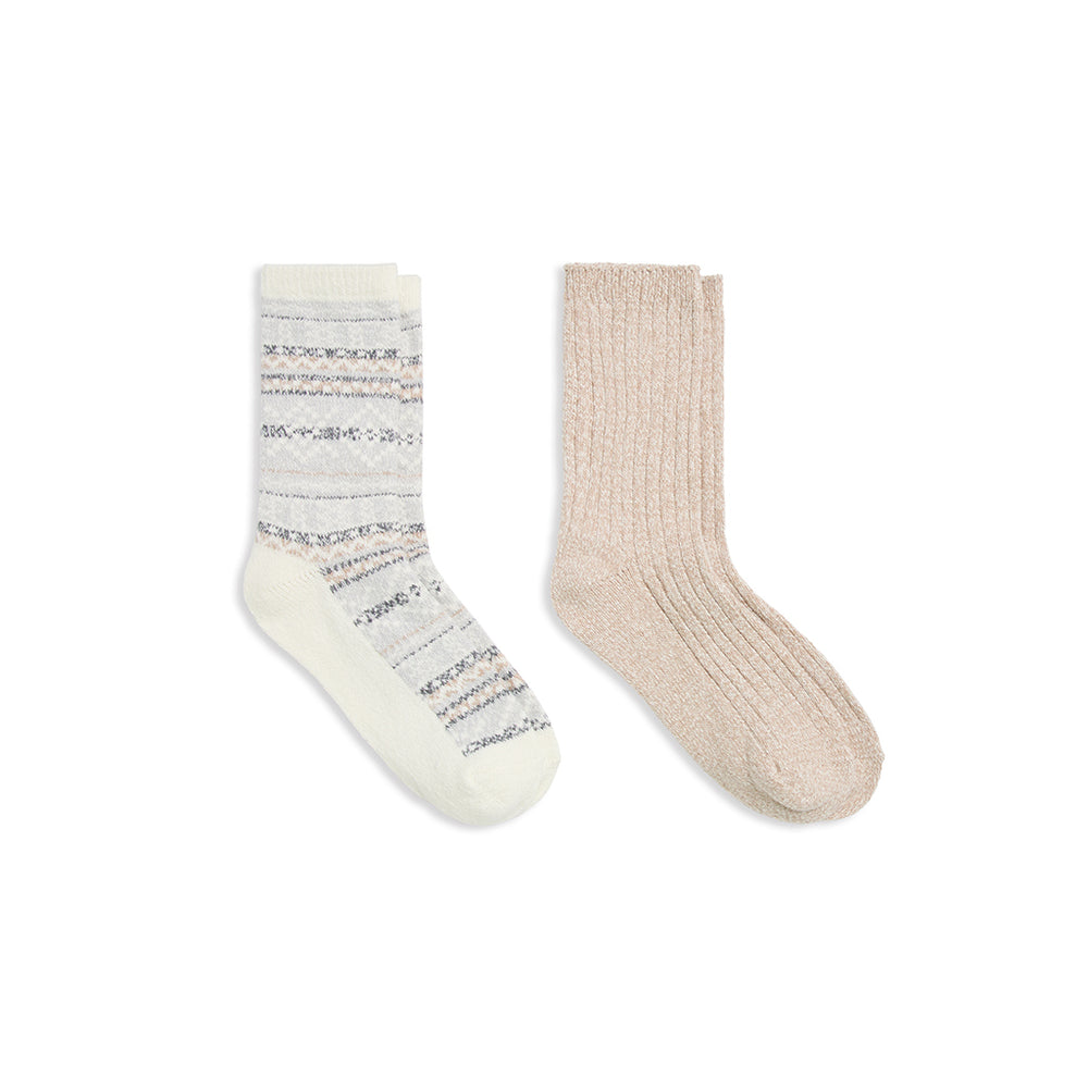 Geo Fairisle / Rib Crew Boot Sock 2-Pack