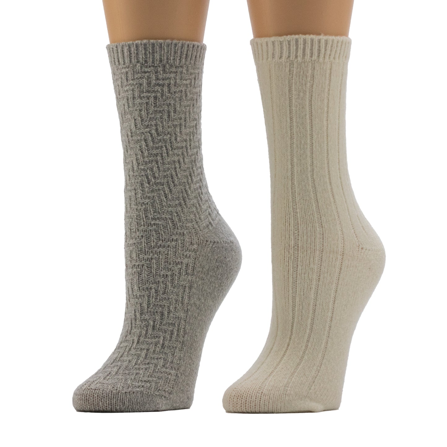 Ultimate Gray/Ivory;@A mannequin wearing Static Texture / Twist 5x1 Rib Crew Sock 2-Pack