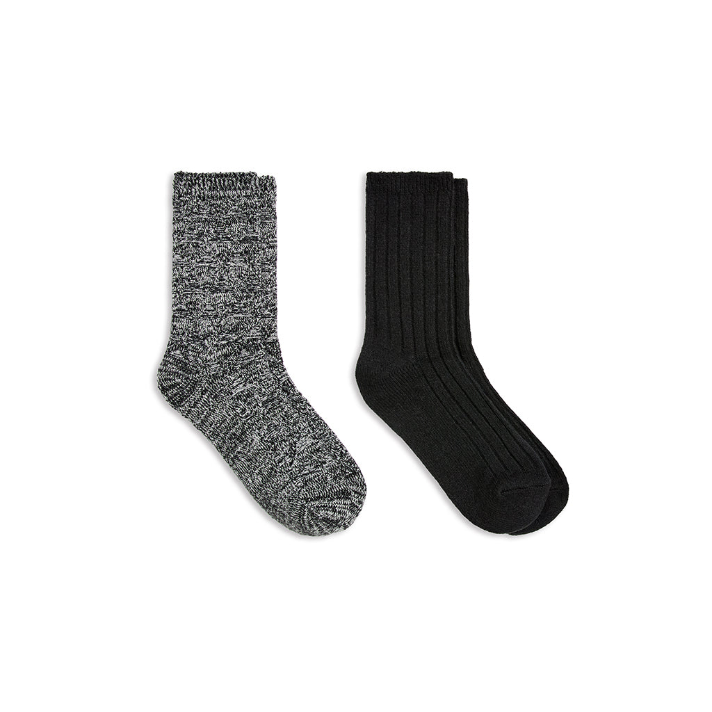 A Diamonds &amp; Purls Stitch / Rib Crew Sock 2-Pack