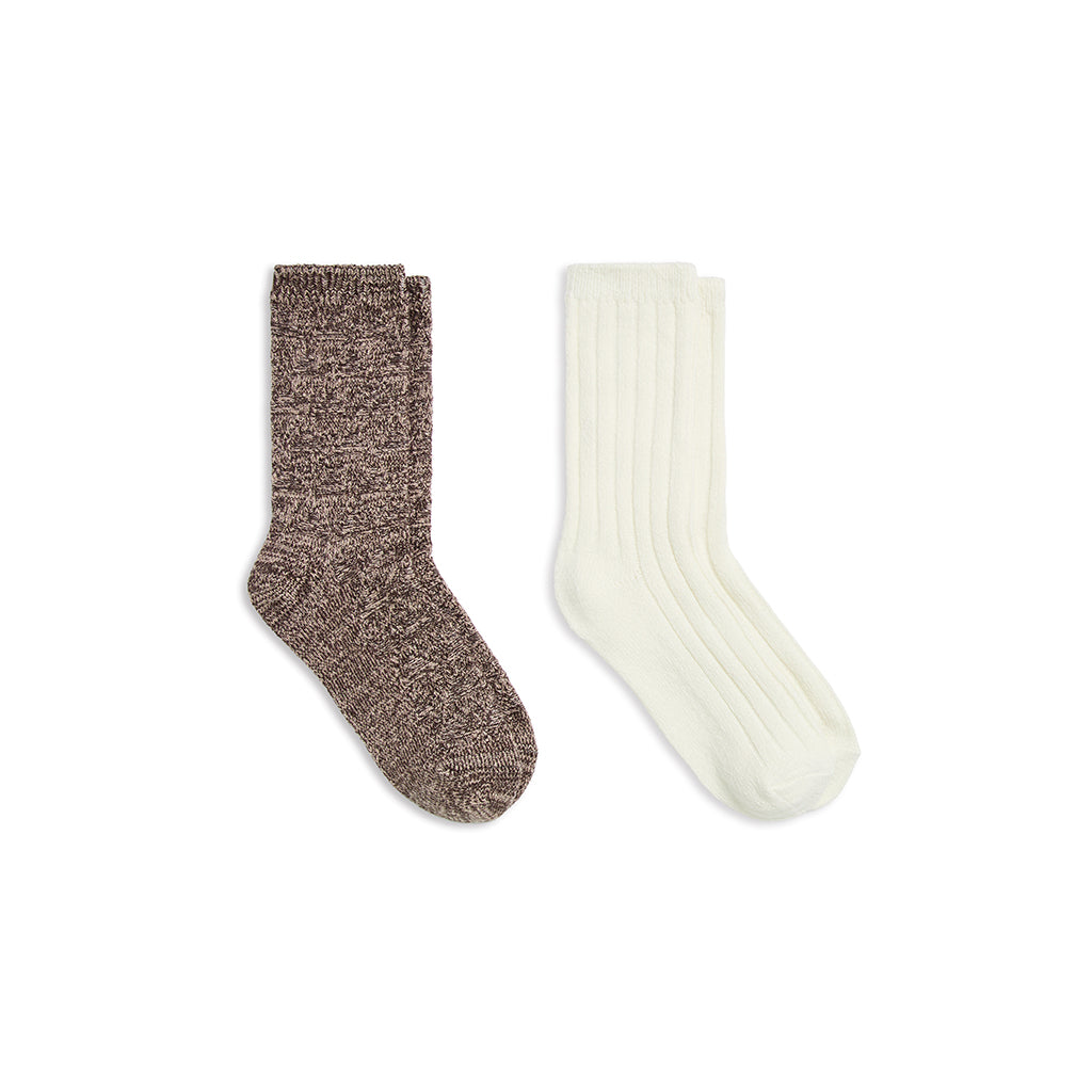 Java/Ivory;@A Diamonds & Purls Stitch / Rib Crew Sock 2-Pack