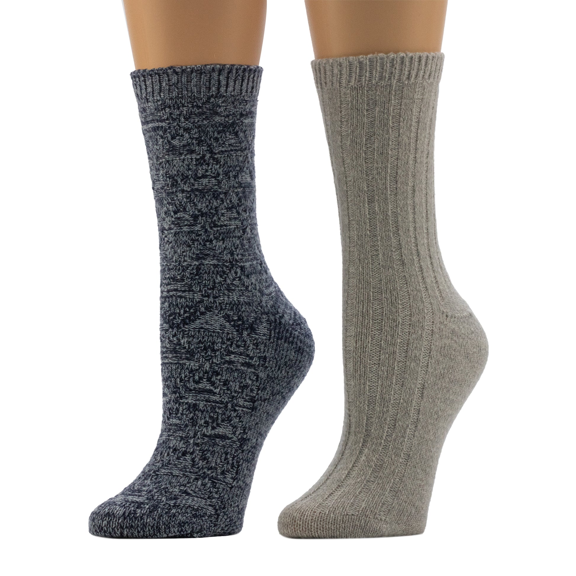 A mannequin wearing Diamonds &amp; Purls Stitch / Rib Crew Sock 2-Pack