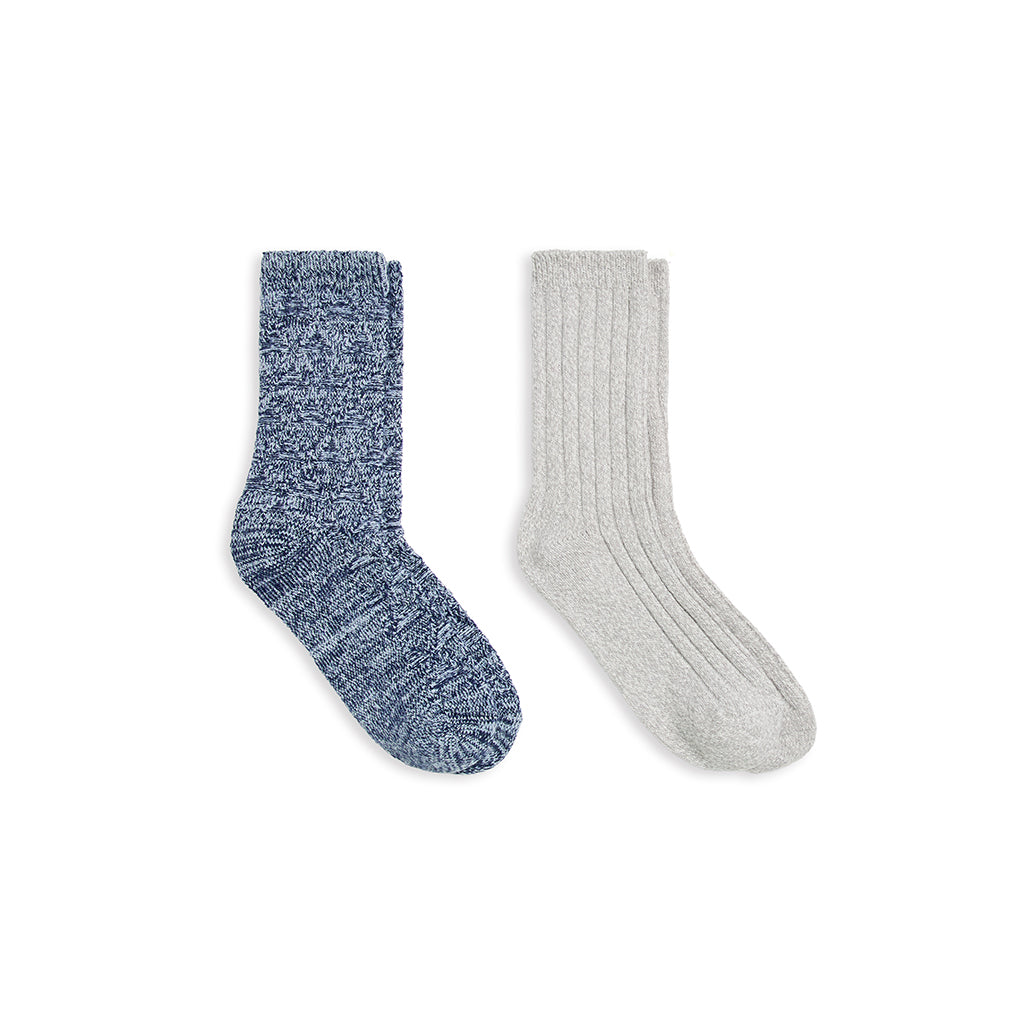 Peacoat/Grey;@A Diamonds & Purls Stitch / Rib Crew Sock 2-Pack