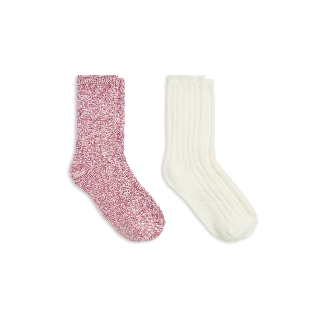 Renaissance Rose/Ivory;@A Diamonds & Purls Stitch / Rib Crew Sock 2-Pack