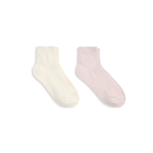 A Scallop Welt Chevron Diamond Anklet Sock 2-Pack